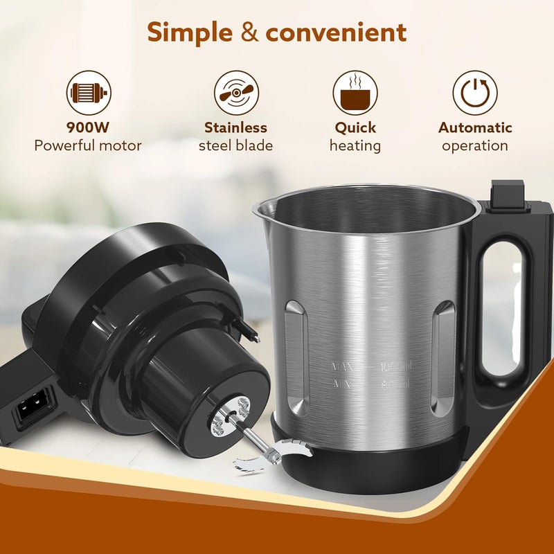 AGARO AGARO Elite Soup Maker 1 Litre Automatic Blending Heating6 Preset Cooking Functions Copper Motor Stainless Steel Blades Grey  - Image 5