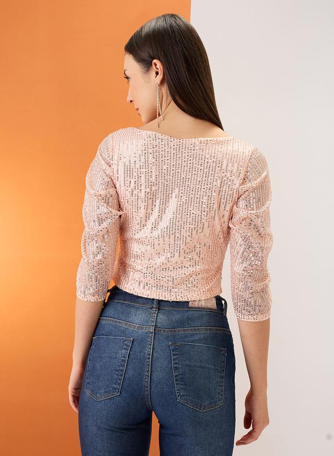 جلو باص بلوزة قصيرة بتفاصيل مُنمقة - Image 3