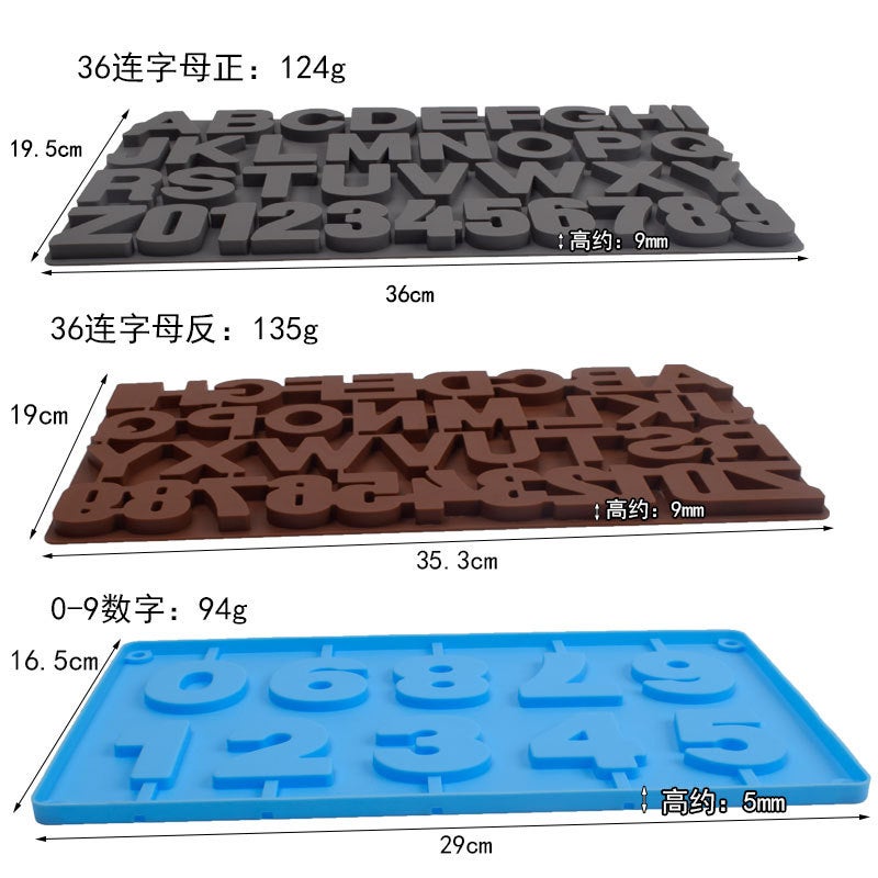 general Silicone Alphabet and Number Mold for Baking, Chocolate, Lollipop, Crystal Resin - Image 3