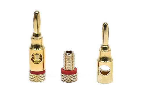 Monoprice 109437 5PRJX74047 Gold Plated Speaker Banana Plugs 5 Pairs Open Screw Type For Speaker Wire Home Theater Wall Plates And More - Image 3