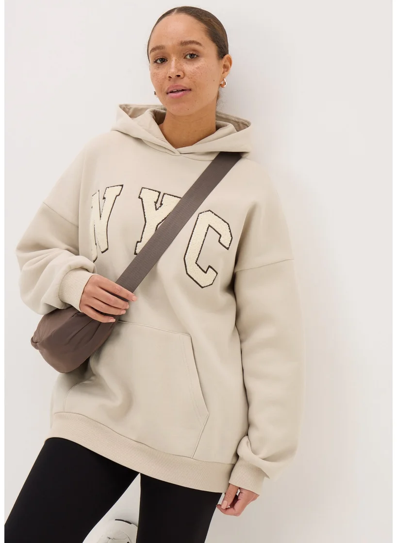 Matalan Stone NYC Applique Hoodie