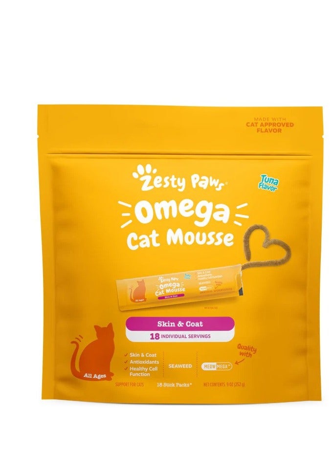Zesty Paws Cat Omega Skin & Coat Mousse - Tuna - 18ct