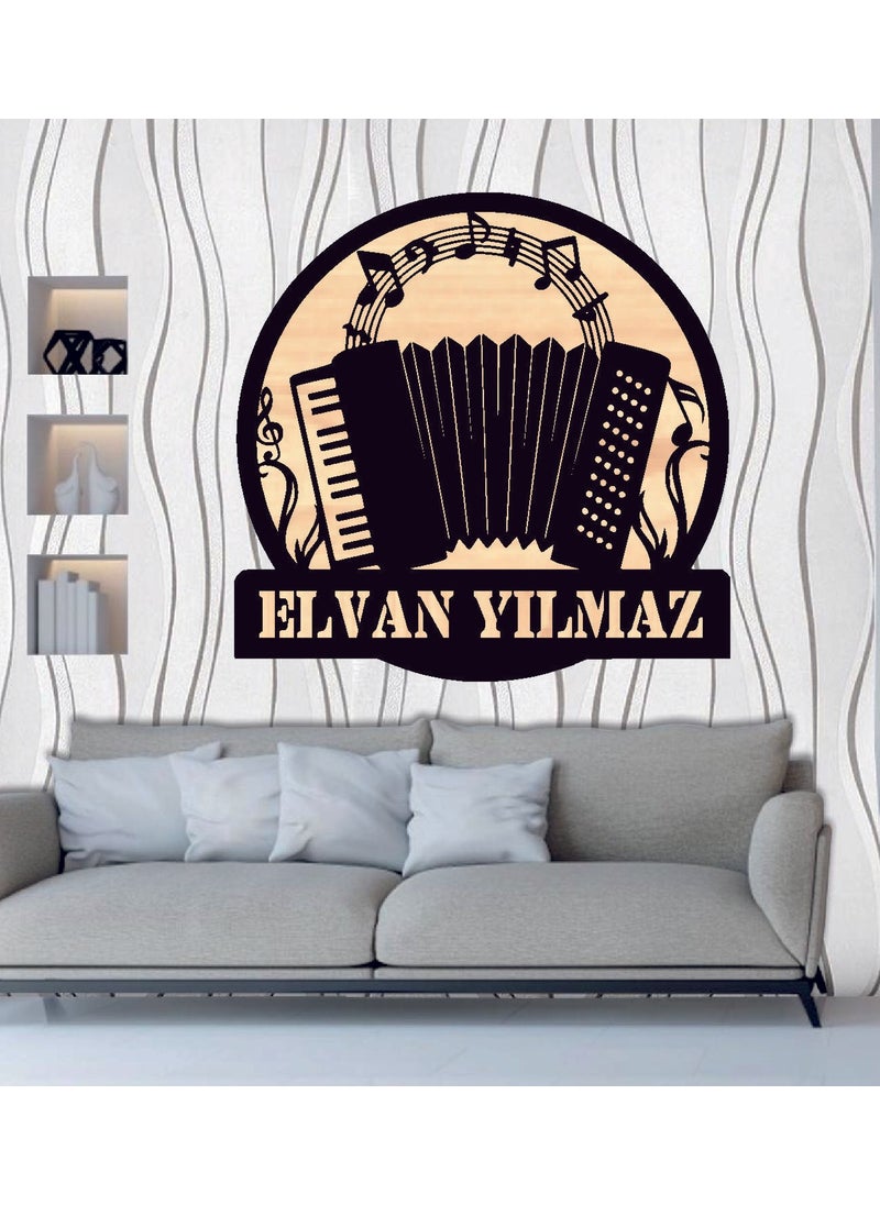 Hediyelikevi Personalized Accordion Musician Themed Wooden Wall Painting  - Image 1
