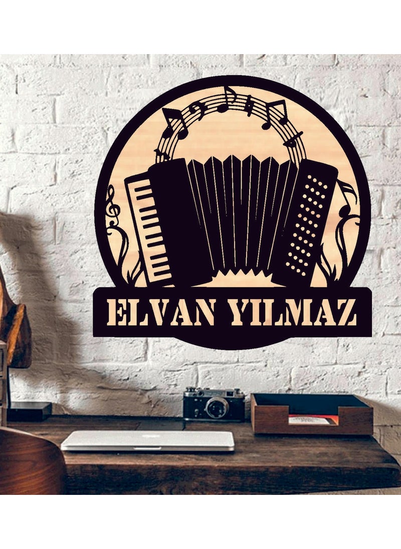 Hediyelikevi Personalized Accordion Musician Themed Wooden Wall Painting  - Image 2