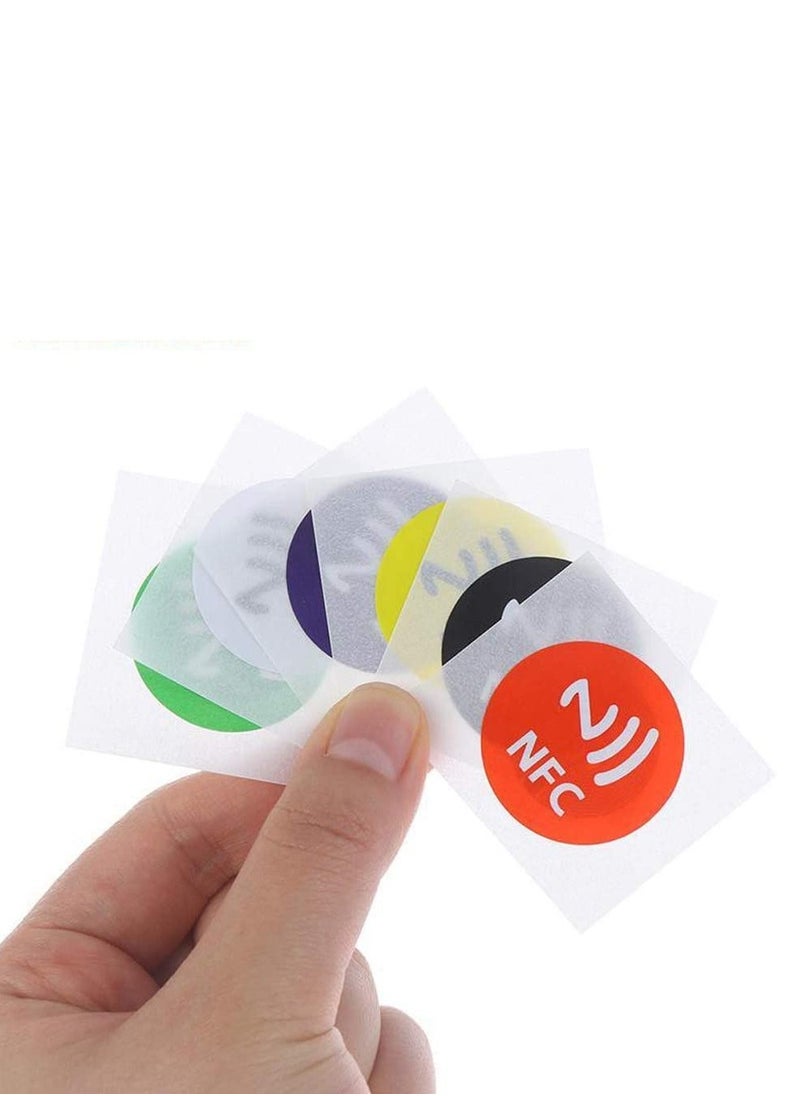 Rubik - NFC 213 Tags, Anti Metal Self-adhesive Ntag213 Stickers for iPhone and Android Smartphones and NFC-Enabled Devices, Ntag 213 Support 13.56mhz RFID and NFC IC (Multicolor, 12 Tags) - Image 1