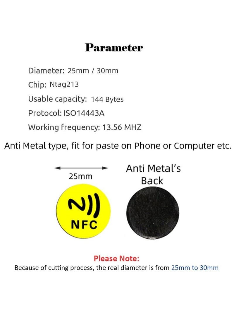 Rubik - NFC 213 Tags, Anti Metal Self-adhesive Ntag213 Stickers for iPhone and Android Smartphones and NFC-Enabled Devices, Ntag 213 Support 13.56mhz RFID and NFC IC (Multicolor, 12 Tags) - Image 1
