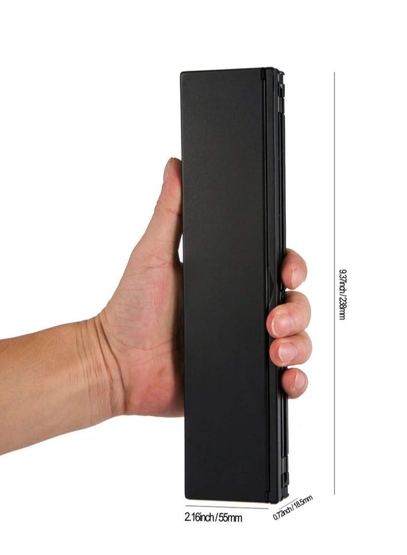 لوحة مفاتيح ألعاب الكمبيوتر اللوحي والهاتف الذكي الخارجية المحمولة ثلاثية الطيات من سبائك الألومنيوم الداعمة للوحة مفاتيح بلوتوث للوحة مفاتيح الكمبيوتر للعمل، مع ماوس لاسلكي (اللون: أسود، الحجم: 9.4 × 2.2 × 0.7 بوصة (238 × 55 × 18.5 مم)) - Image 2