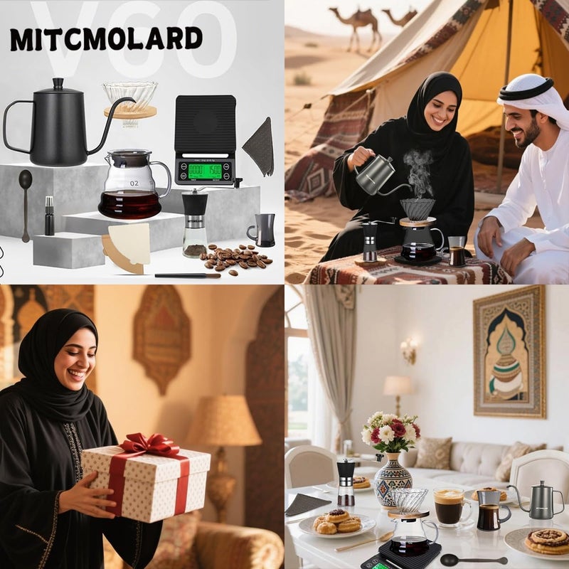 MITCMOLARD V60 Coffee Set, ادوات v60, 10 Pack All In One Drip Coffee Kit Pour Over Coffee Maker Tools with Portable Carry Case, Complete Manual Brewing for Home,Travel,Camping - Image 4
