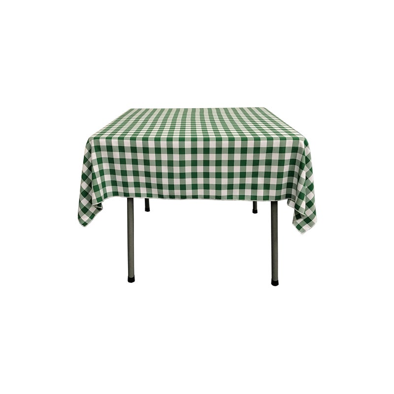 LA Linen Gingham Tablecloth - Checkered Tablecloth for Parties, Picnics & More - Farmhouse Tablecloth - Spring Tablecloth - Picnic Tablecloth - Cloth Tablecloths for Square Tables - 58"x58" Green - Image 3
