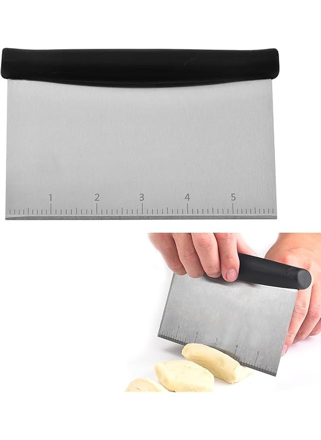 PROMASS promass Stainless Steel Dough Scraper, Multi-Purpose Scraper Tool Kitchen, for Baking Food with Measurements, Stainless Steel Pastry Scraper, Bench Scraper,Cake Scraper (Silver)  - Image 1