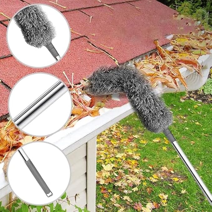 GUTTER CLEANING BRUSH | ROOFING CLEANING BRUSH WITH TELESCOPIC POLE - LONG SPLICING GUTTER CLEANING TOOL, MULTIFUNCTIONAL GUARD CLEANER TOOL FOR GUTTER AND ROOF - Image 3