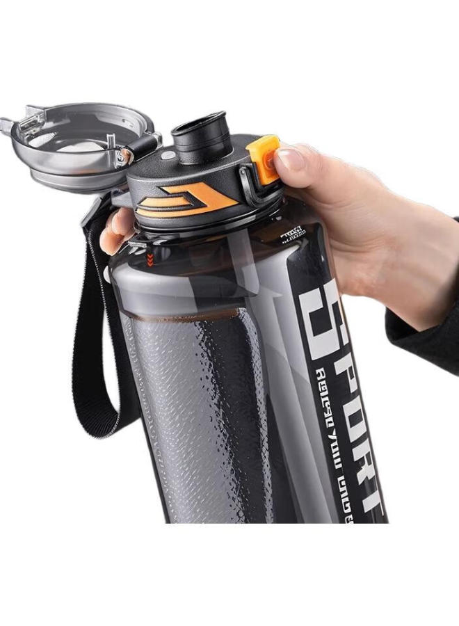 Tianxi Plastic Water Bottle, Large Capacity, For Men And Women, Fitness And Sports Water Jug, Ton Bucket, Ton Cup, Extreme Cool Black, 1500Ml - Image 1
