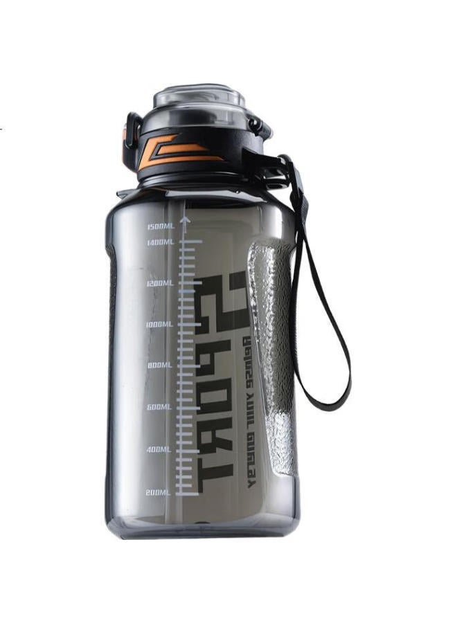 Tianxi Plastic Water Bottle, Large Capacity, For Men And Women, Fitness And Sports Water Jug, Ton Bucket, Ton Cup, Extreme Cool Black, 1500Ml - Image 2