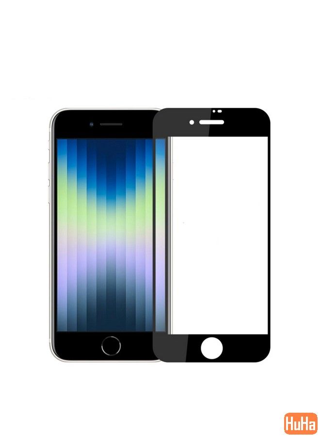 Tempered Glass Screen Protector 9H 2.5D Full Screen Tempered Glass Film For iPhone SE 2022(Black)