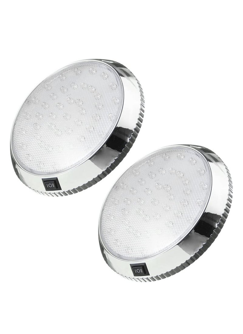 Excefore RV Interior Light, 2 Pcs LED Ceiling Dome Light with 46 LED, DC 12V Downlight for Campervan, Motorhome, Vehicle, Boat, Trailer, Marine -Round White  - Image 1