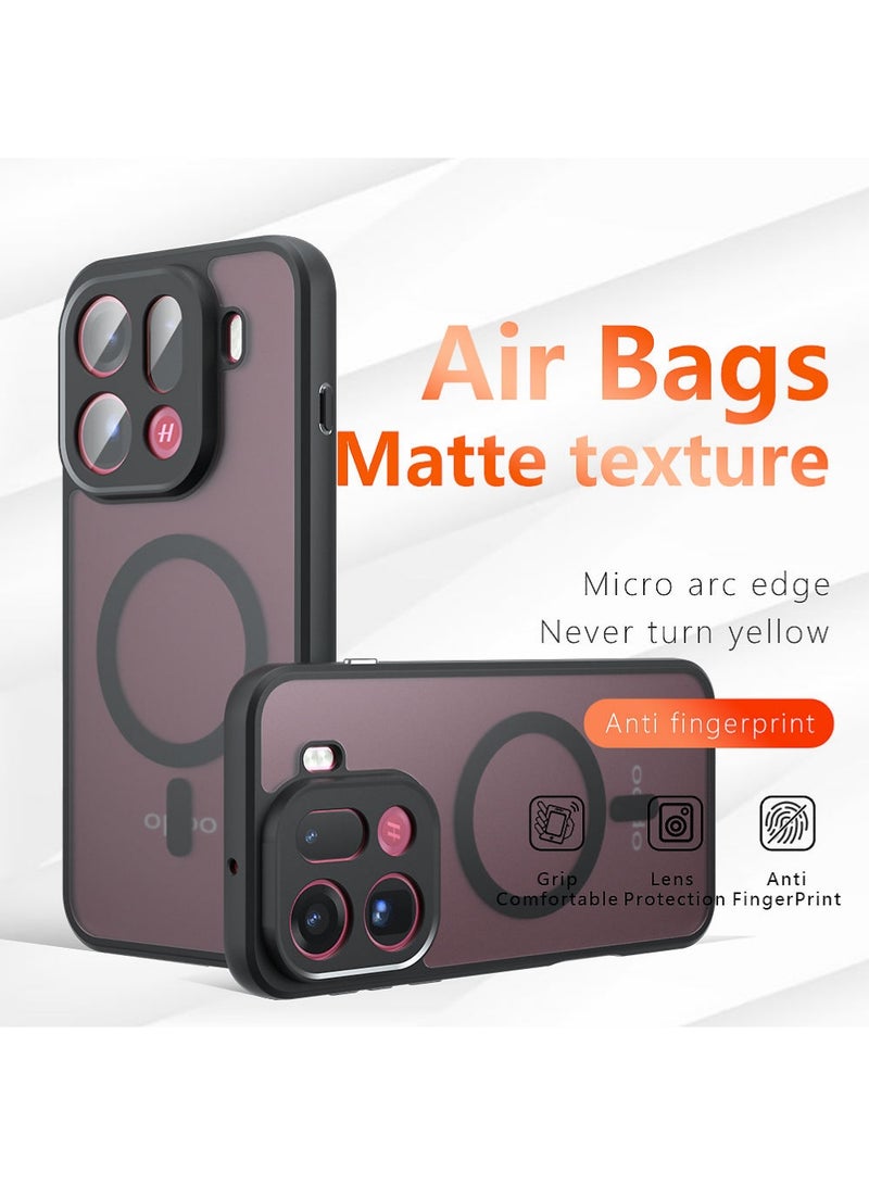 إكس ليفيل غطاء ماج سيف المغناطيسي القوي لهاتف أوبو فايند X9 برو، حماية من الدرجة الفضائية، مقاوم للخدش، لهاتف أوبو فايند X9 برو، غطاء غير لامع ومضاد للانزلاق، متوافق مع غطاء خلفي شفاف مع ملحق ماج سيف، غطاء هاتف نحيف واقٍ، مضاد لبصمات الأصابع (أسود) - Image 1