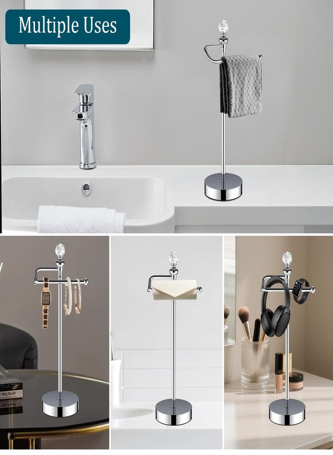 ROLABAM Heavy Weighted Hand Towel Holder (with Crystal Ball) Standing Hand Towel Holder Total Height 16.54'' for Kitchen, Bathroom, Vanity, Classic Decorative Metal Hand Towel Stand, Polished Chrome - Image 5