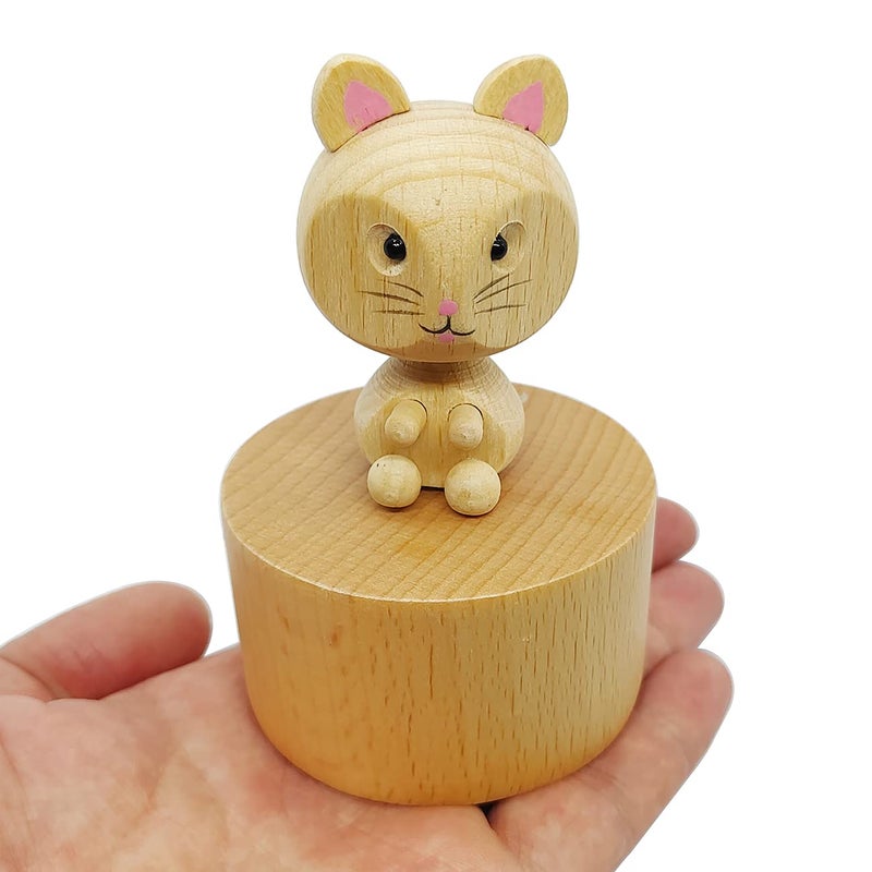LILYXIN Cute Kitten Mini Music Box Little Cat Animals Wooden Mechanical Music Box The Music Box Gift That Sings Castle in The Sky Best Gift for Friends Singing Music Gift Box