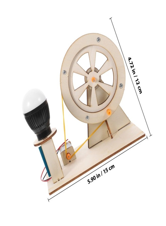 HAKIDZEL Hand Crank Generator DIY Assembly Kit for Portable Wooden Electricity Generator Science Experiment Stem Educational Model for Boys Build and Learn Physics Concepts Random Color - Image 2