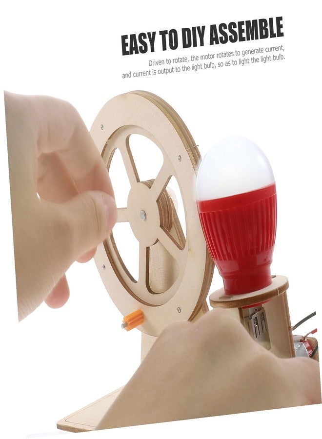 HAKIDZEL Hand Crank Generator DIY Assembly Kit for Portable Wooden Electricity Generator Science Experiment Stem Educational Model for Boys Build and Learn Physics Concepts Random Color - Image 5