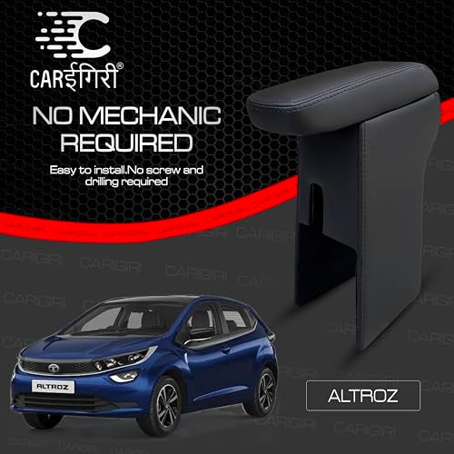 Carigiri Premium Finish Car Armrest with Storage Box And High Density Moulded Foam For Tata Altroz (All Colours,Nappa Leatherette) (Black With Black Stitching) - Image 5