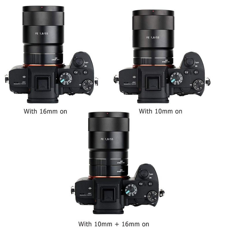 JJC E Mount Auto Focus Macro Extension Tube Set for Sony ZV-E10 II A6000 A6100 A6300 A6400 A6500 A6600 A6700 ZV-E1 A1 A7CR A7C II A7IV A7III A7II A7RV IV A7R III II A7S III II A7S A9 II III & More - Image 5