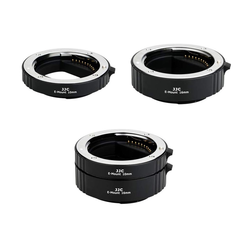 JJC E Mount Auto Focus Macro Extension Tube Set for Sony ZV-E10 II A6000 A6100 A6300 A6400 A6500 A6600 A6700 ZV-E1 A1 A7CR A7C II A7IV A7III A7II A7RV IV A7R III II A7S III II A7S A9 II III & More - Image 1