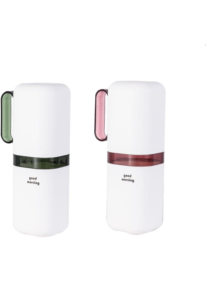 SOLARAE Travel Toothbrush Cup Case, 2 Pcs Multifunctional Toothbrush, CupToothbrush Holder with with Cover Travel Boothbrush Holder Portable Toothbrush Case and Carrier for Bathroom School Business Trip - Image 1