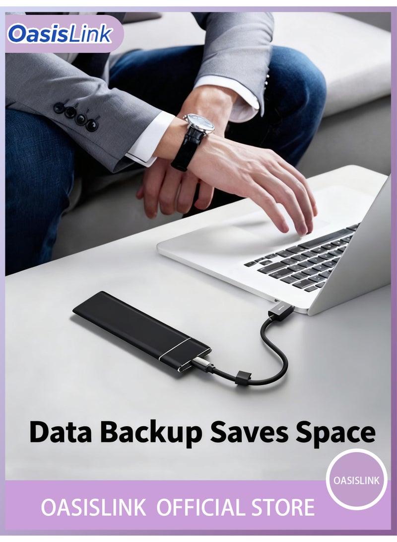 OasisLink Portable External Hard Drive 2TB, Mini SSD Hard Drives,with 64GB of storage expansion Solid State External Drives, Computer Backup Drive, USB 3.1 to Type-C Support Data Storage Transfer for Windows XP PC Laptop and Mac - Image 3