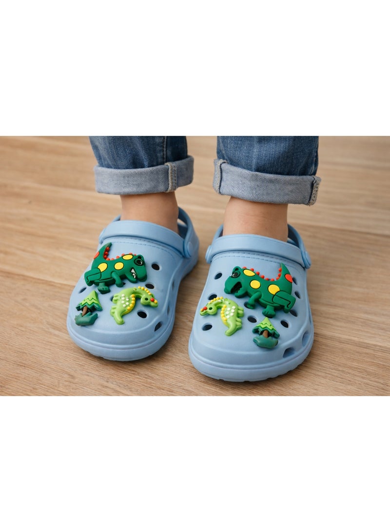 زينة أحذية بتصاميم ديناصورات كرتونية لأحذية "كروكس" | إكسسوارات أحذية (Clogs) من السيليكون | متعددة الألوان | طقم مكون من 6 قطع | للأطفال بعمر 3 سنوات فما فوق - Image 4
