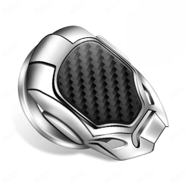 MIZZEO Car Start/Ignition Button Cover 3D Style (Design – Iron Man, Carbon Black + Silver) Alloy Switch Cover for Interior Decoration Compatible with Ford Figo Aspire - Image 1