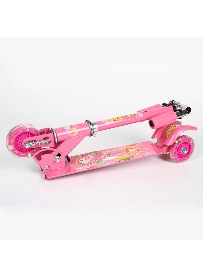 Three-wheeled children's scooter – foldable with adjustable height and fun cartoon design - Image 3