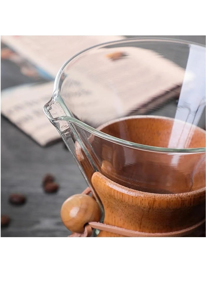 Glass Drip Coffee Pourer with Stainless Steel Filter and Wooden Ring Special for Coffee Capacity 400ml,  - Image 4