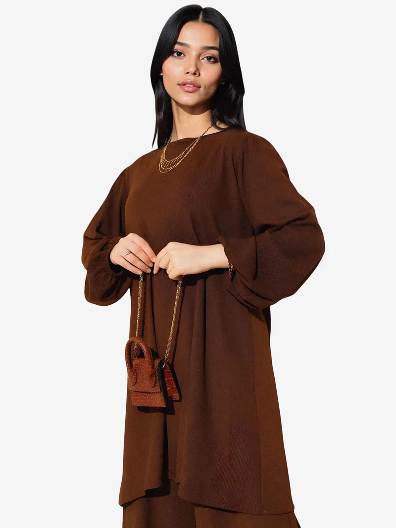 BIG DART BDART Textured Long Sleeve Tunic and Wide Leg Pants Set