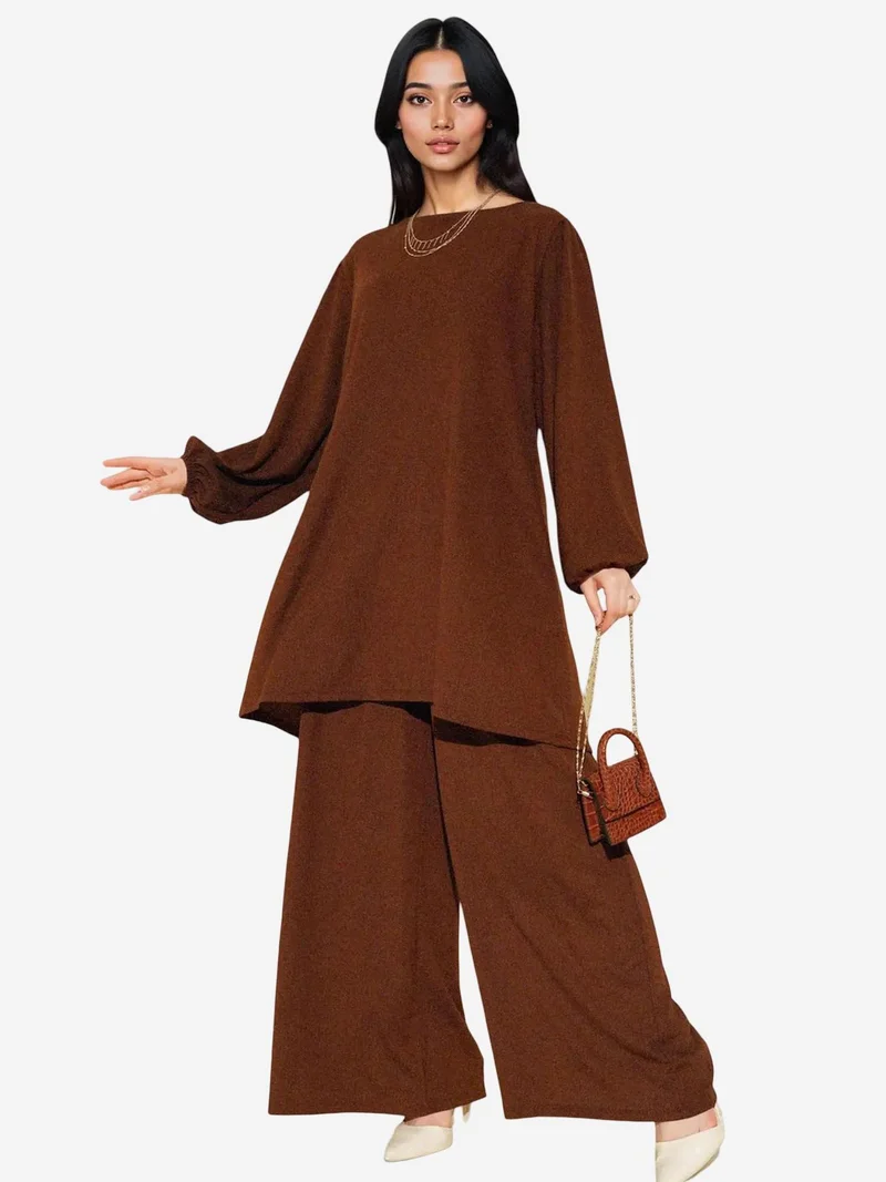BDART Textured Long Sleeve Tunic and Wide Leg Pants Set