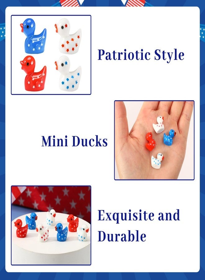 DTOFOOT 80 Pcs Patriotic Mini Resin Ducks,Independence Day Duck Figurines Red White and Blue Decorations for 4th of July Parties Garden Decor and Gift Stuffers - Image 3