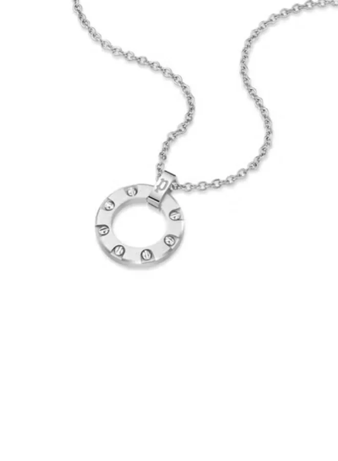 Police Gunport Silver Stainless Steel Sphere Pendant Necklace for Men