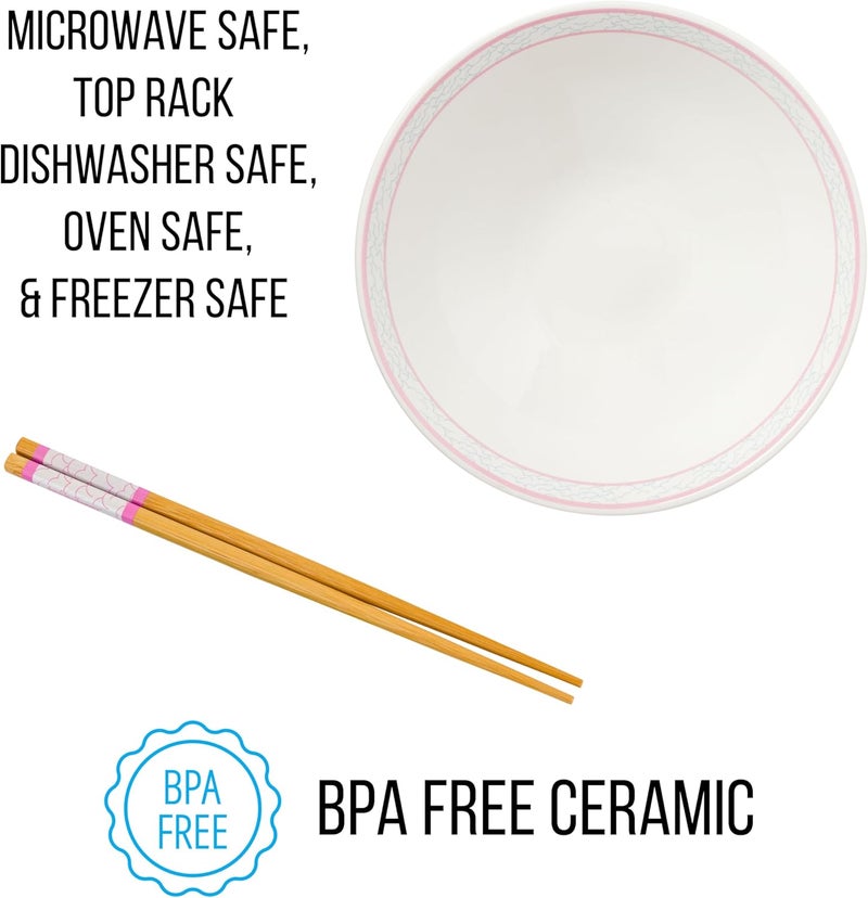 Silver Buffalo Care Bears Grumpy Bear Foodie Eating Sushi and Noodles Ceramic Ramen Noodle Rice Bowl with Chopsticks Microwave Safe 30 Ounces - Image 3
