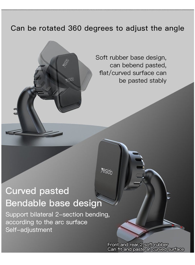 Yesido C110 Magnetic Magnet 360 Degree Universal Car Dashboard Mobile Phone Holder - Black - Image 3