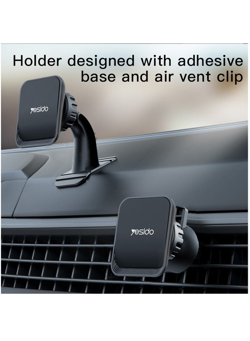 Yesido C110 Magnetic Magnet 360 Degree Universal Car Dashboard Mobile Phone Holder - Black - Image 4