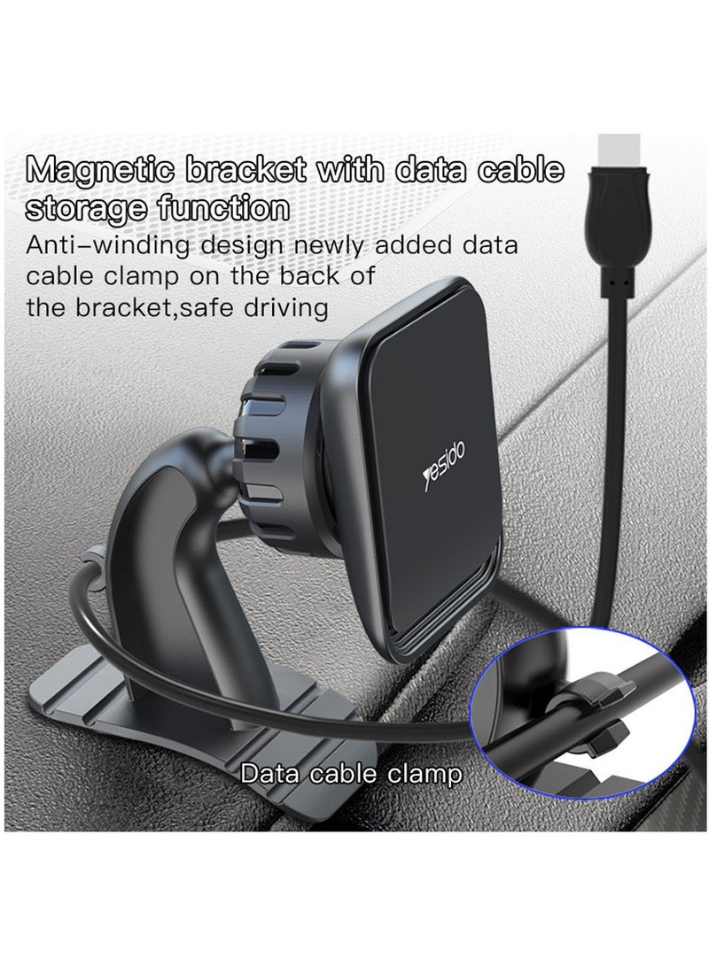 Yesido C110 Magnetic Magnet 360 Degree Universal Car Dashboard Mobile Phone Holder - Black - Image 5