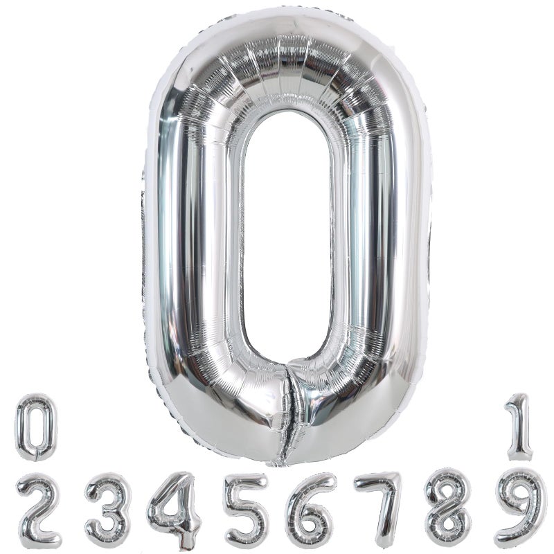TONIFUL 40 Inch Silver Large Numbers Balloons 09 Number 0 Digital 0 Helium Foil Mylar Big Number Balloons for 2026 Graduation New Year Eve Birthday Party Anniversary Supplies Decorations - Image 2
