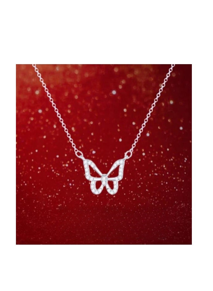 Pure Silver Light Luxury Niche Design Butterfly Necklace As A Birthday Gift For Girlfriend And Best Friend - Image 1