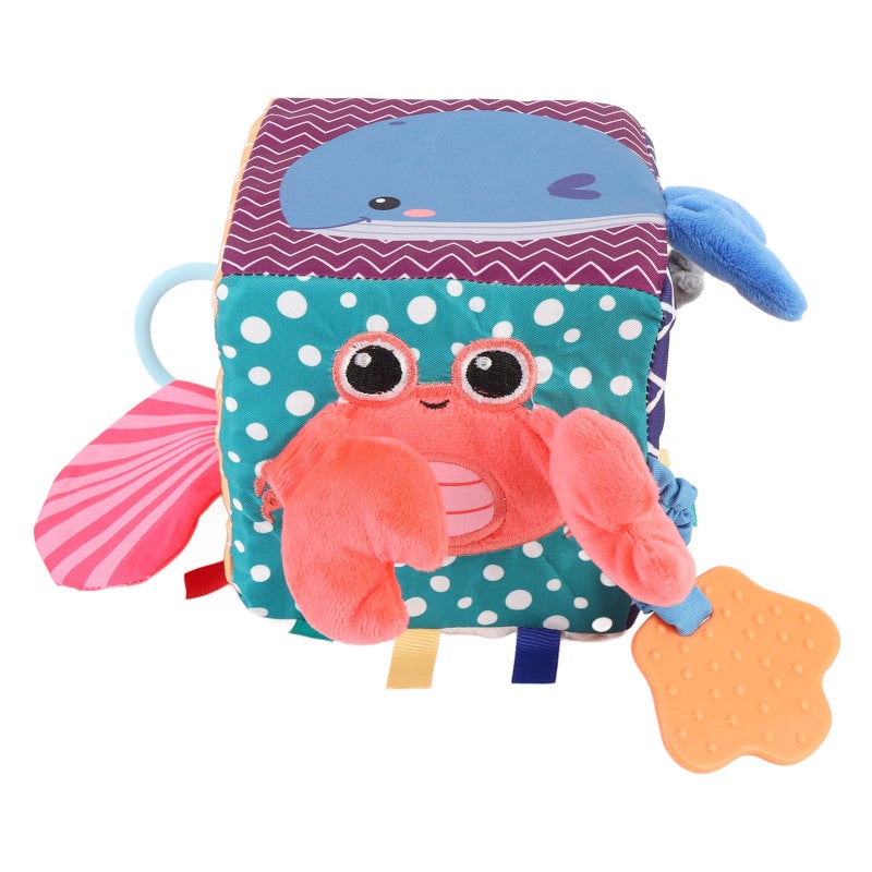 Baby Soft Cube: Fabric Material, Multifunctional Grasping Rattling Soothing - Cartoon Design, Vibrant Colors Textures, Infant Activity Toy for Crib Play, Sensory Development of Babies - Image 4