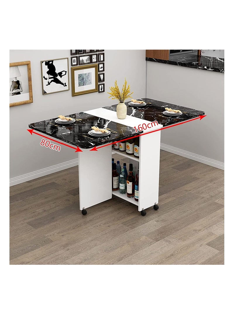 Generic Side Tables Multifunction Folding Dining Table with Pulley Wood Wood Tables Folding Desk Tables for Living Room Clearance Dining Room Kitchen Kitchen Furniture Low Table Salon  - Image 2