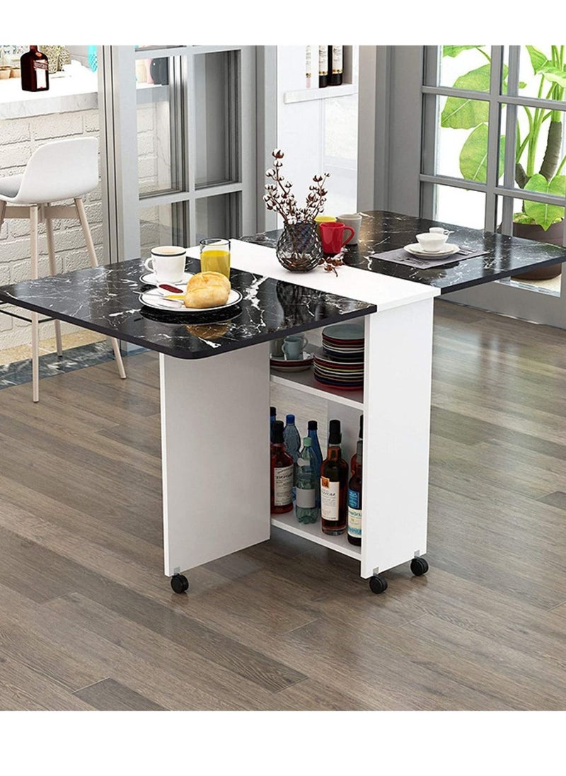 Generic Side Tables Multifunction Folding Dining Table with Pulley Wood Wood Tables Folding Desk Tables for Living Room Clearance Dining Room Kitchen Kitchen Furniture Low Table Salon  - Image 1