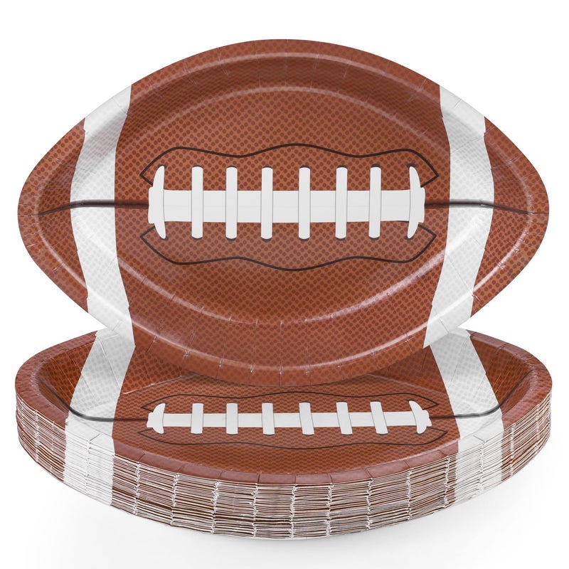 TURSTIN 25 Pieces Football Themed Disposable Paper Plates Football Party Supplies Food Serving Tray for Football Birthday Party Decorations Sports Game Day Serveware, 11.6 x 7.8 Inches - Image 1