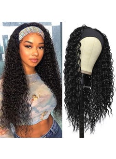 G&T Wig GT Wig Headband Wigs for Black Women Wet and Wavy Headband Wig Curly Wave Synthetic Wigs Glueless Heat Resistant Long Wigs for Daily Party Use 24 inches 