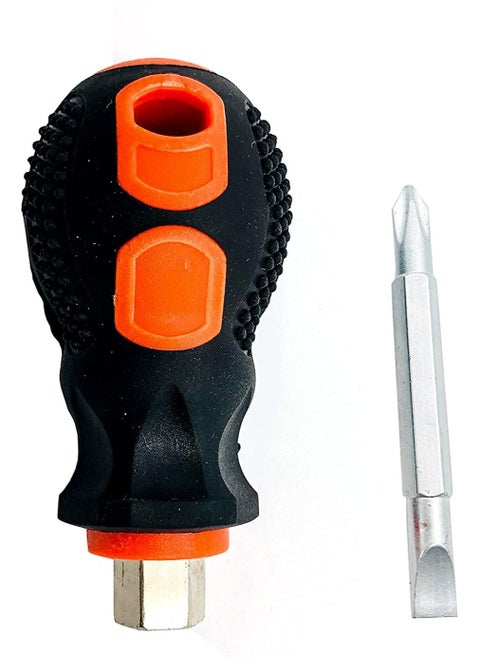2-in-1 Mini Two Way Screwdriver  with 2 Different Heads Rubber Handle