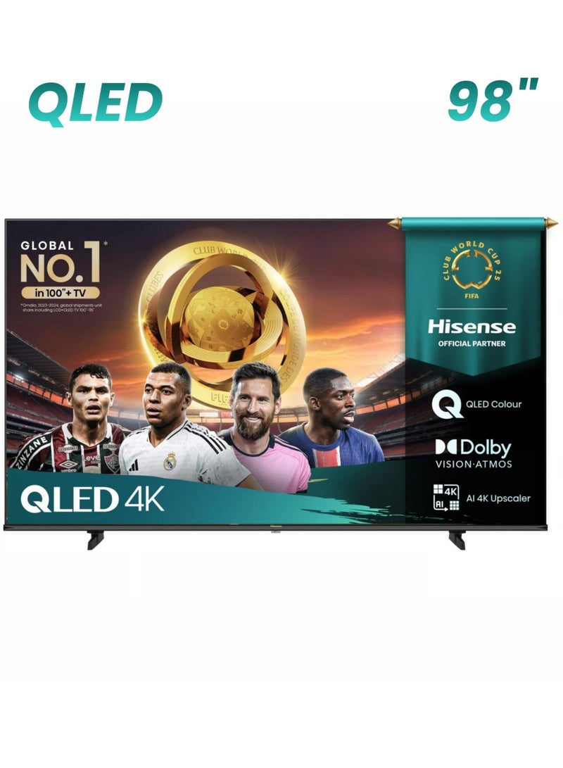 Hisense 98-Inch Q6Q QLED 4K UHD Smart TV For Home & Cinema Use | Hisense QLED VIDAA Smart TV, 144Hz Game Mode Pro, Game Bar, Dolby Vision HDR, Dolby Atmos, AI Smooth Motion, AI 4K Upscaler, Voice Control | 2025 Model QLED TV 98Q6Q Black - Image 1
